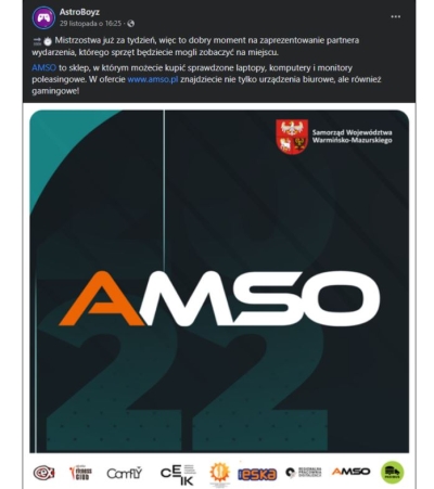 AMSO Rent na Mistrzostwach Warmii i Mazur w Esporcie 